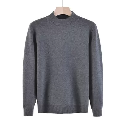 Pull en laine pour homme à col roulé mi-haut de couleur unie