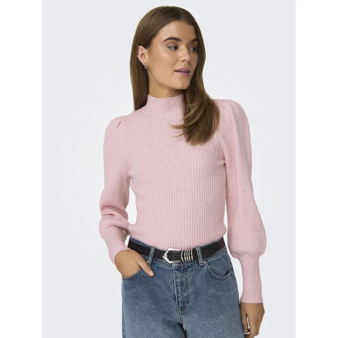 Pull en maille col haut col haut rose Lila | 3 Suisses