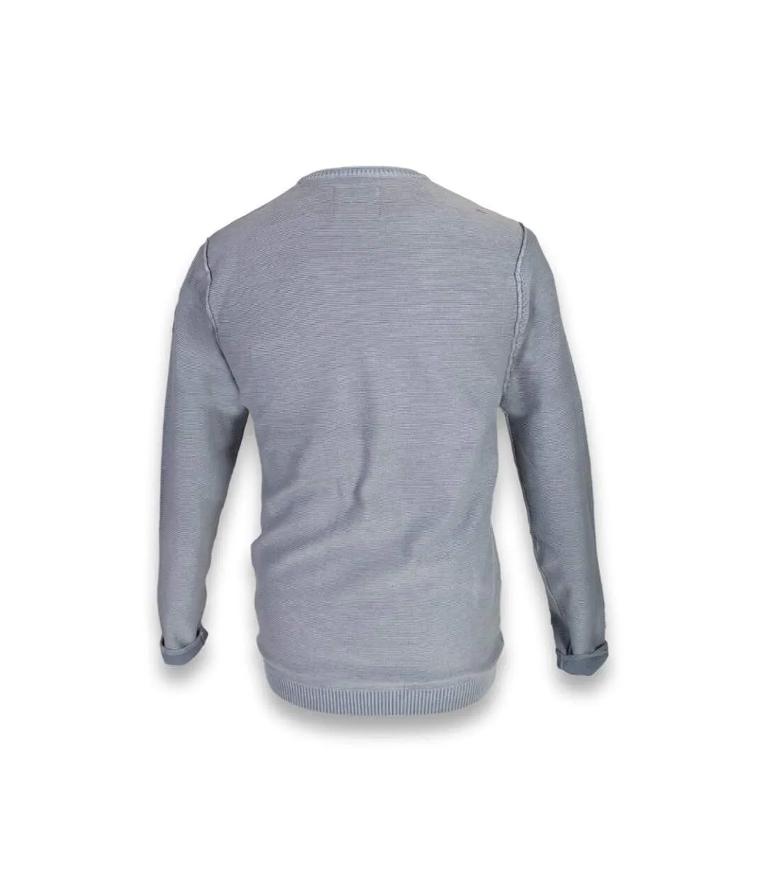 Pull homme manches longues de couleur bleu col ras du cou