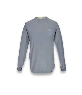 Pull homme manches longues de couleur bleu col ras du cou