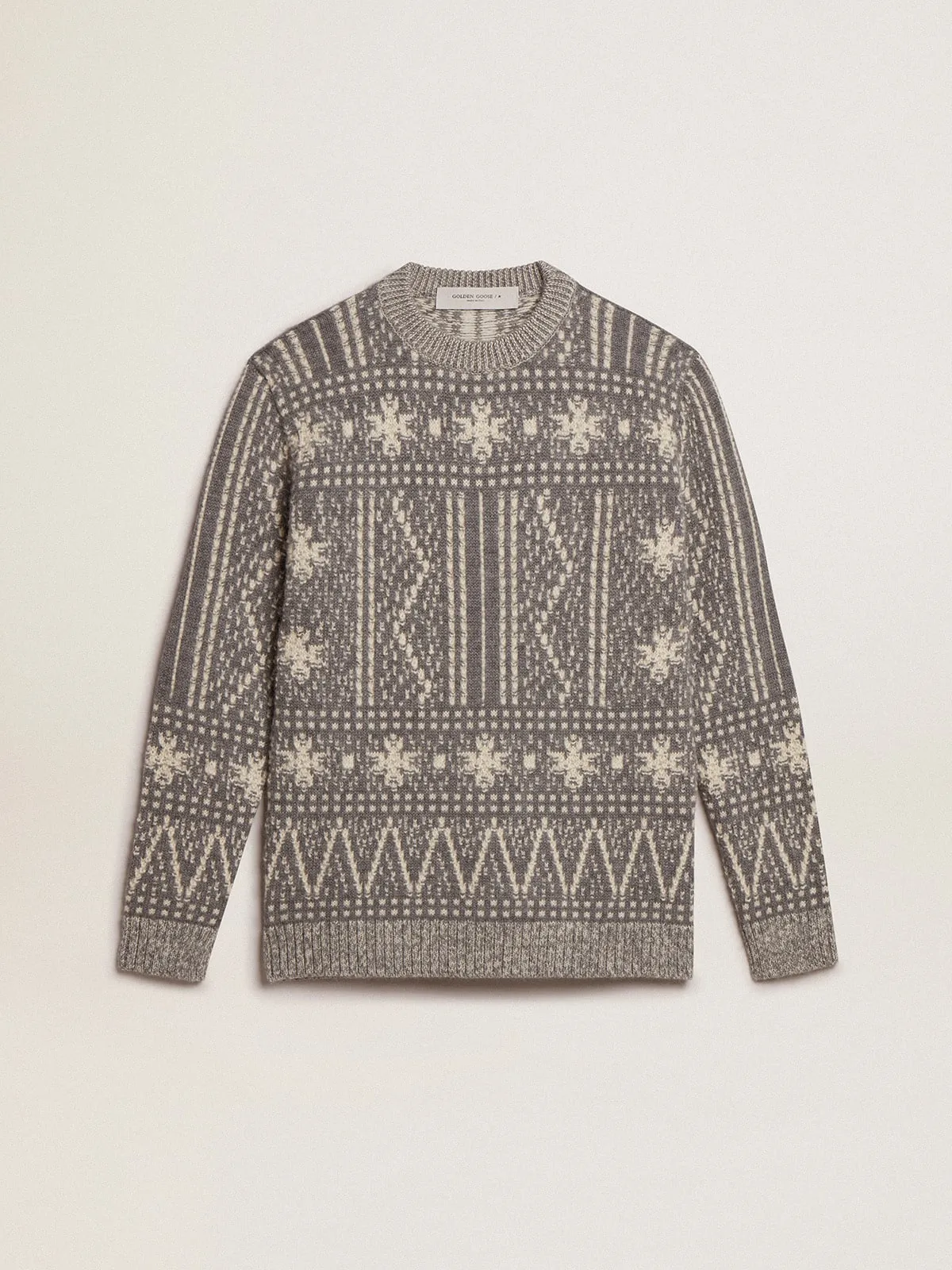 Pull ras-du-cou à motif Fair Isle gris | Golden Goose