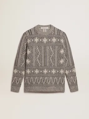 Pull ras-du-cou à motif Fair Isle gris | Golden Goose