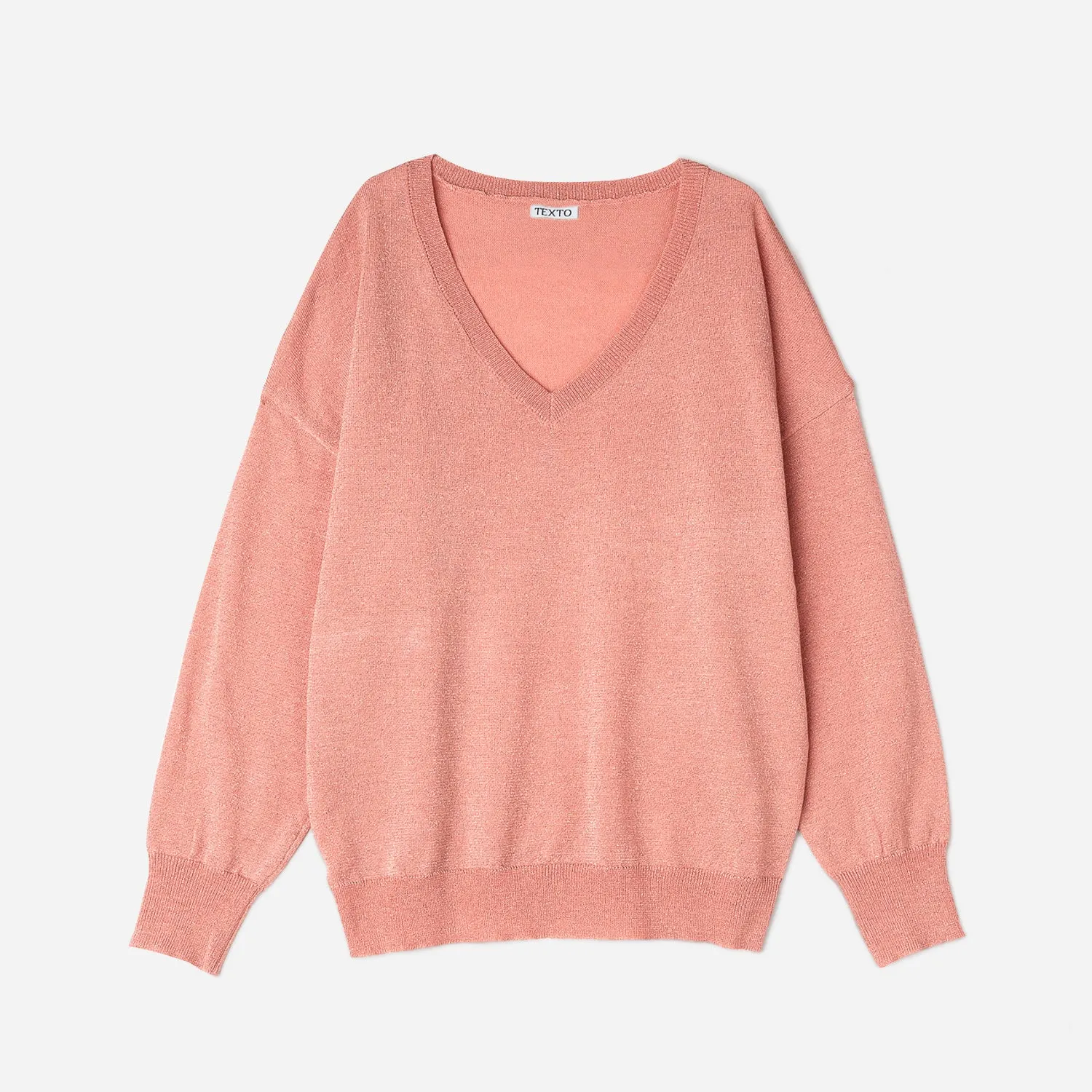 Pull TEXTO corail tricot pailleté doré - Textile femme Accessoires | ERAM