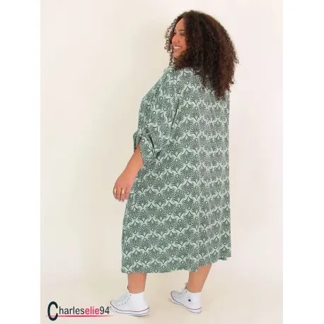 Robe ample imprimée été CELLINA kaki