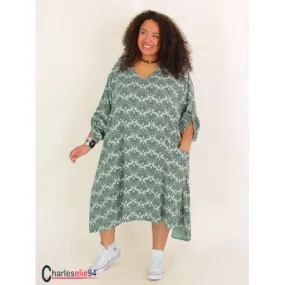 Robe ample imprimée été CELLINA kaki