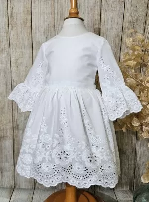 Robe blanche fille Lana manche mi-longue bohème