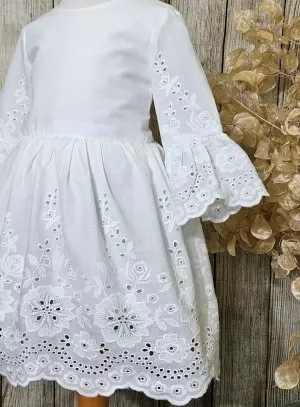 Robe blanche fille Lana manche mi-longue bohème