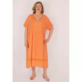 Robe boheme ete LISANE coton femme grande taille orange