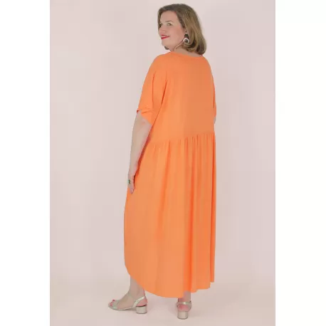 Robe boheme ete LISANE coton femme grande taille orange