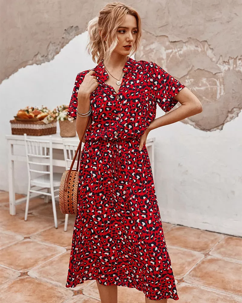 Robe bohème d'été à pois pour femmes