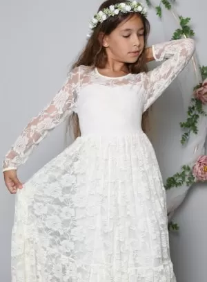 Robe bohème fille en dentelle