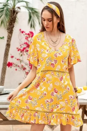 Robe Bohème Jaune Floral