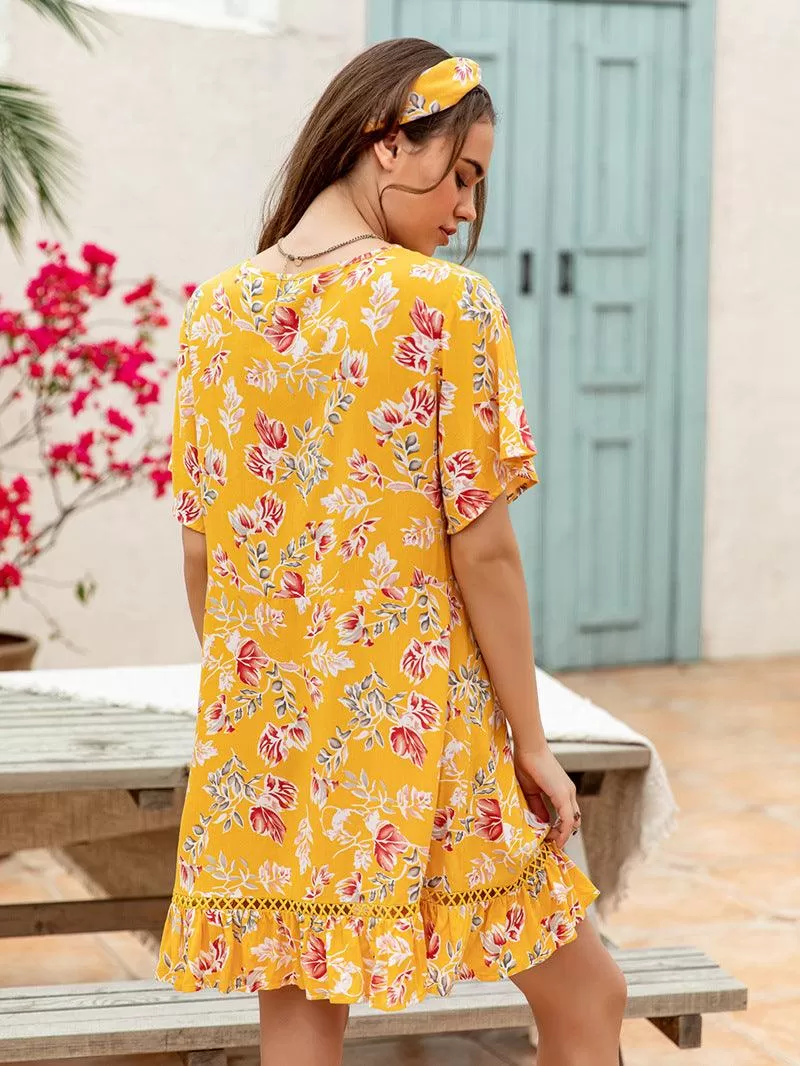 Robe Bohème Jaune Floral