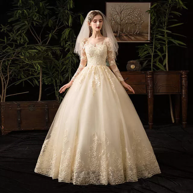 Robe de Mariée Princesse Champagne