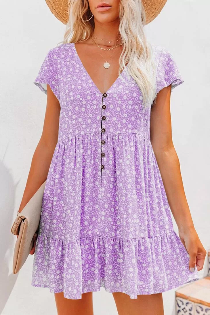 Robe à Motif Bohème Petites Fleurs - Cléophée