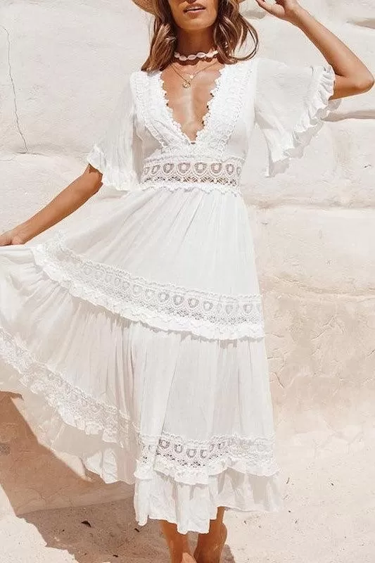 Robe à Volant Mariage Bohème Chic