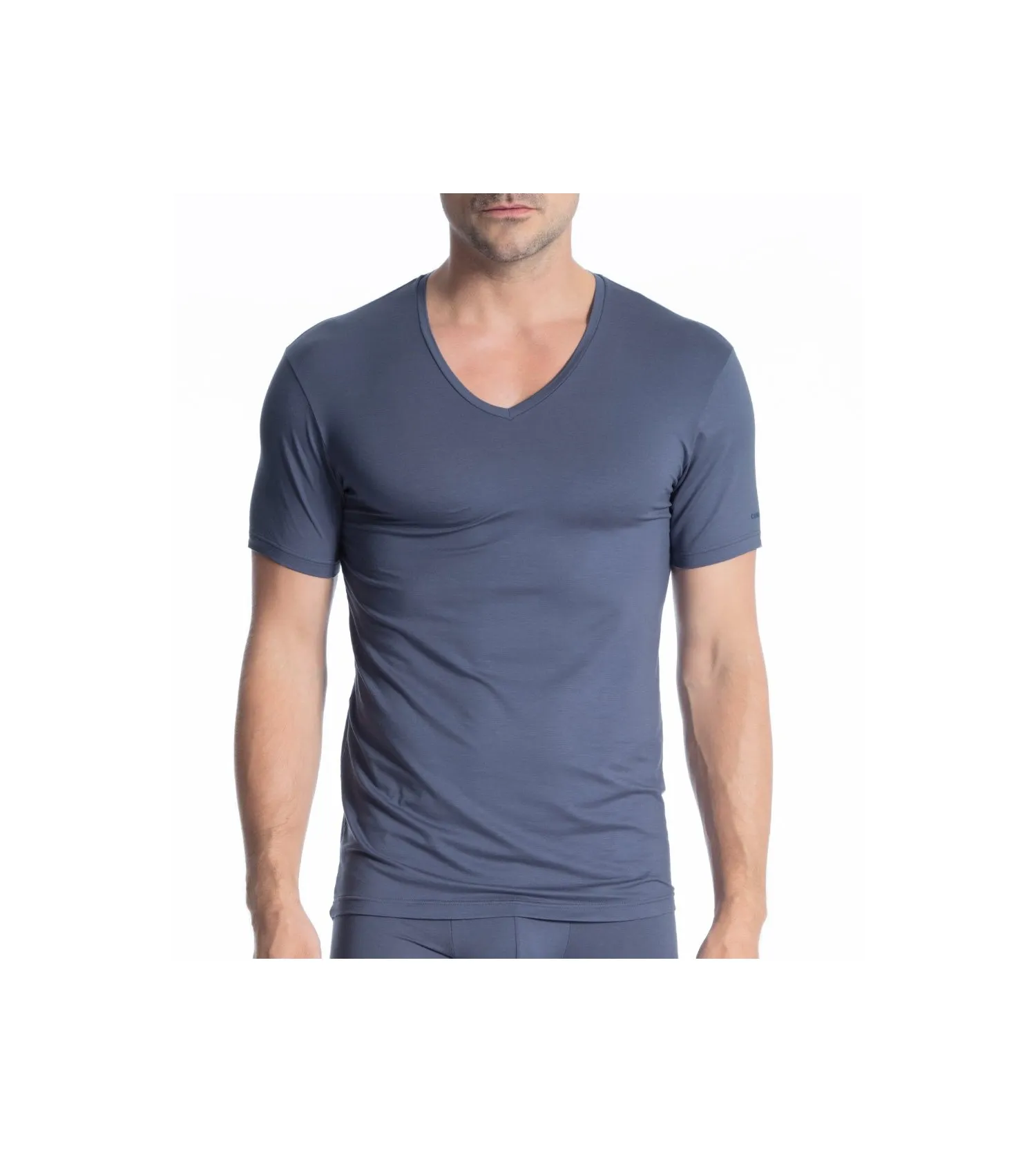 T-shirt col V homme Natural Micro MOUNTAIN BLUE 448 Calida | Lingerie Sipp