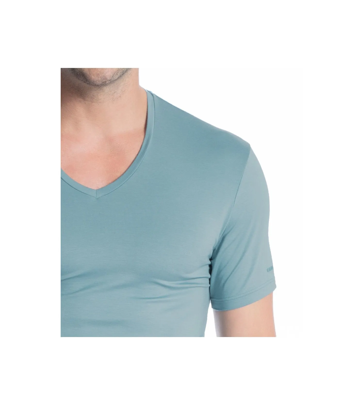 T-shirt col V homme Natural Micro SMOKE BLUE 544 Calida | Lingerie Sipp