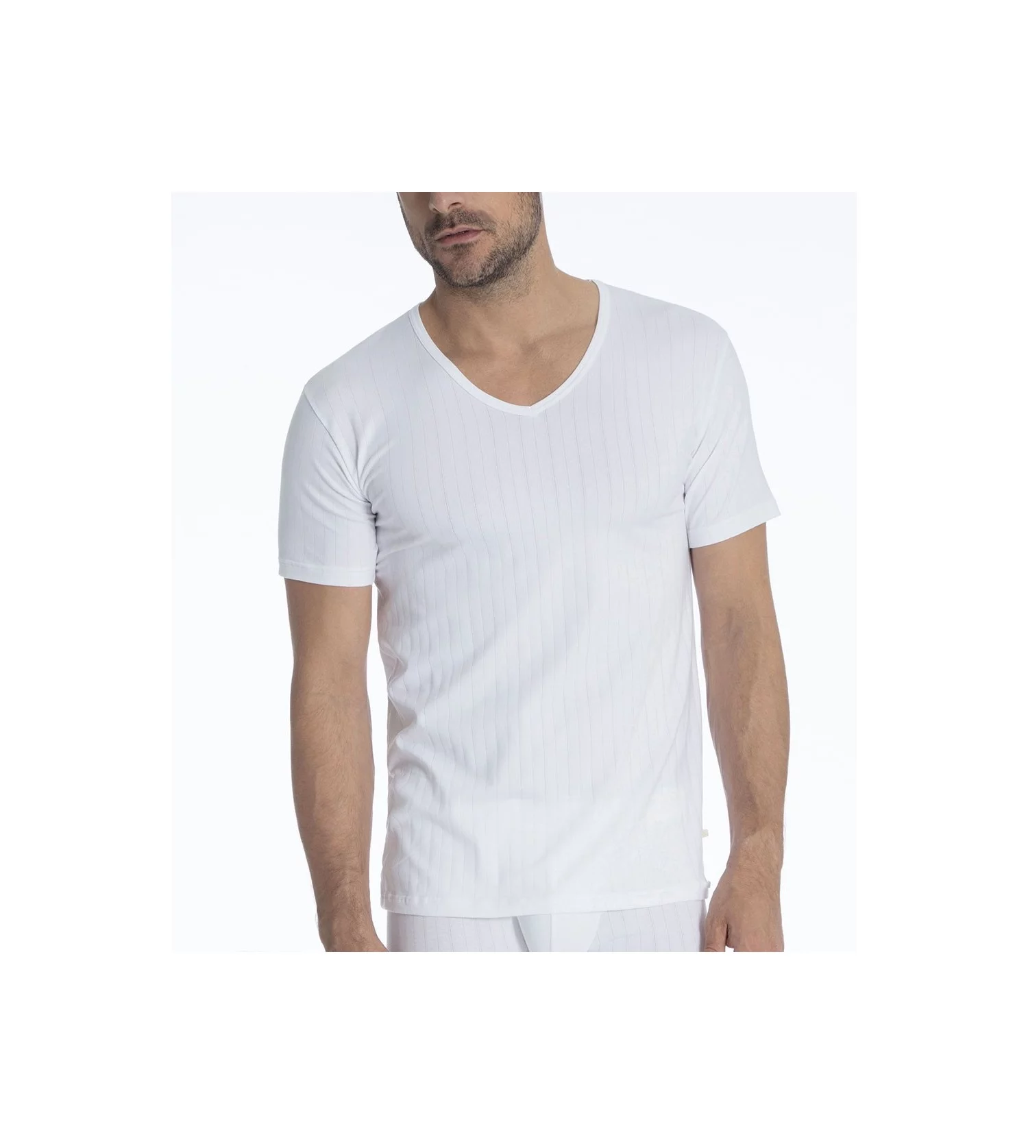 T-shirt col V Pure & Style BLANC 01 Calida | Lingerie Sipp