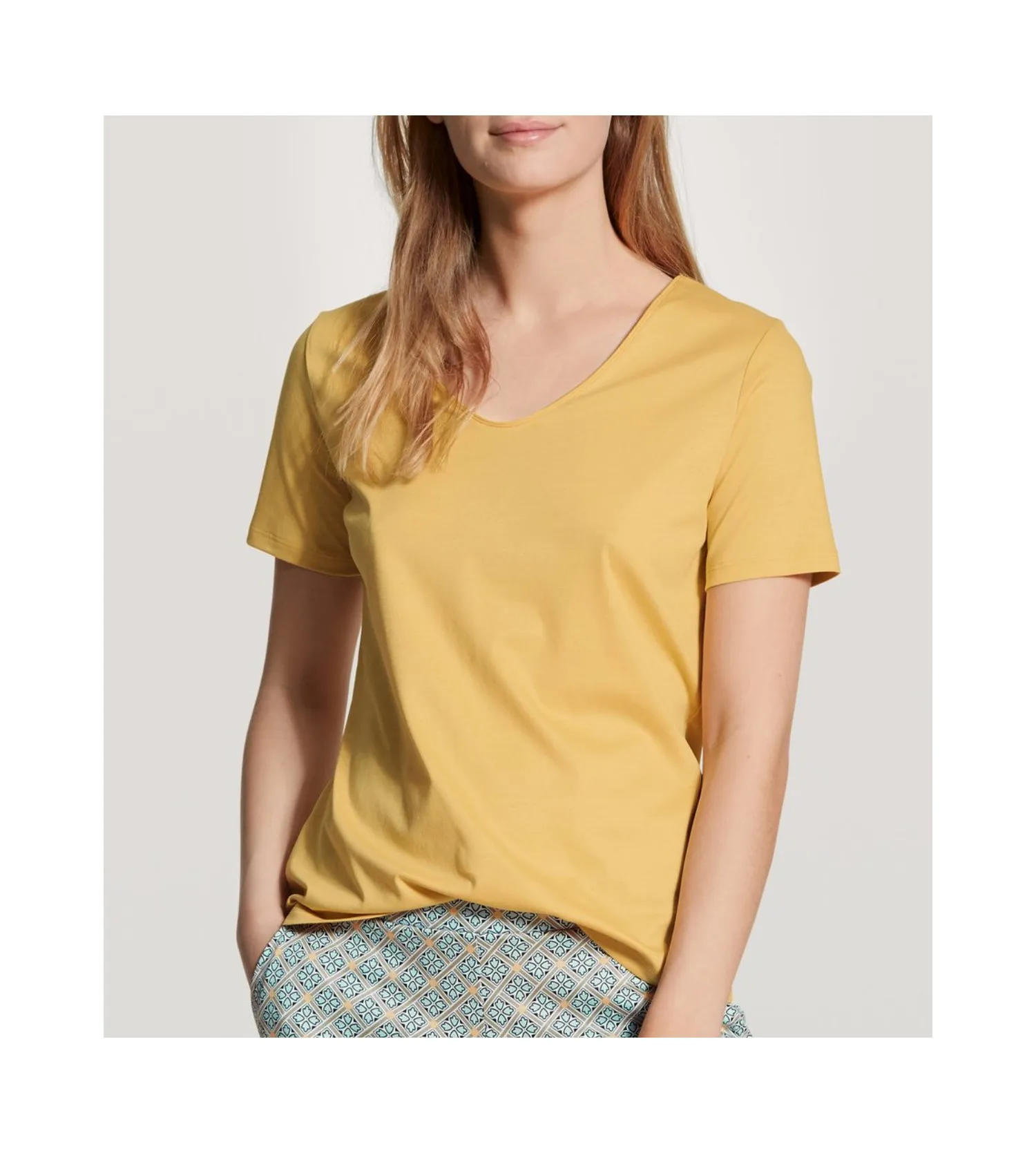 T-shirt décontracté en coton Supima Sunny Yellow CALIDA | Lingerie Sipp