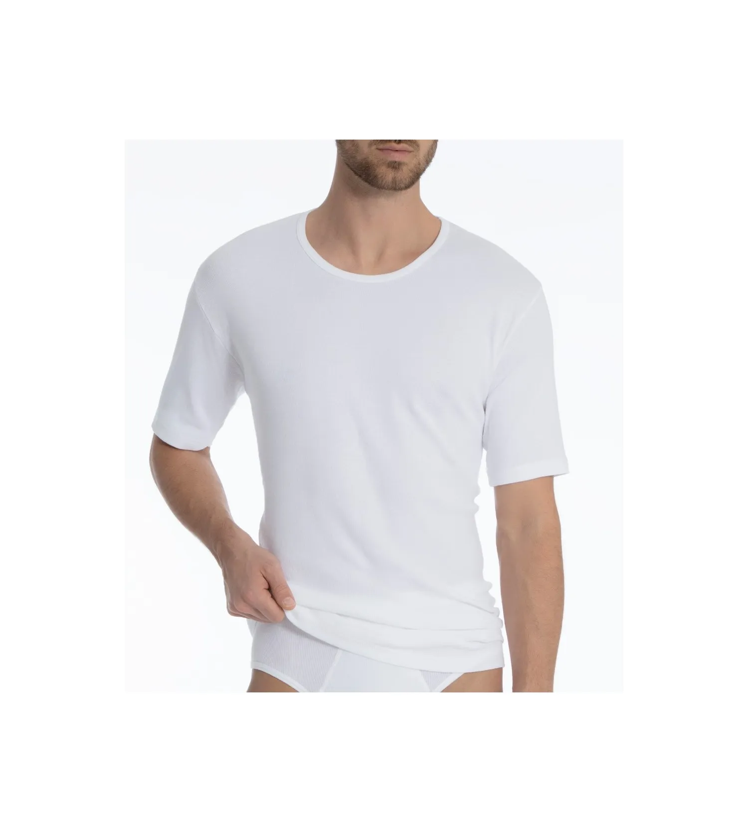 T-shirt homme ajusté Classic Cotton BLANC 001 Calida | Lingerie Sipp