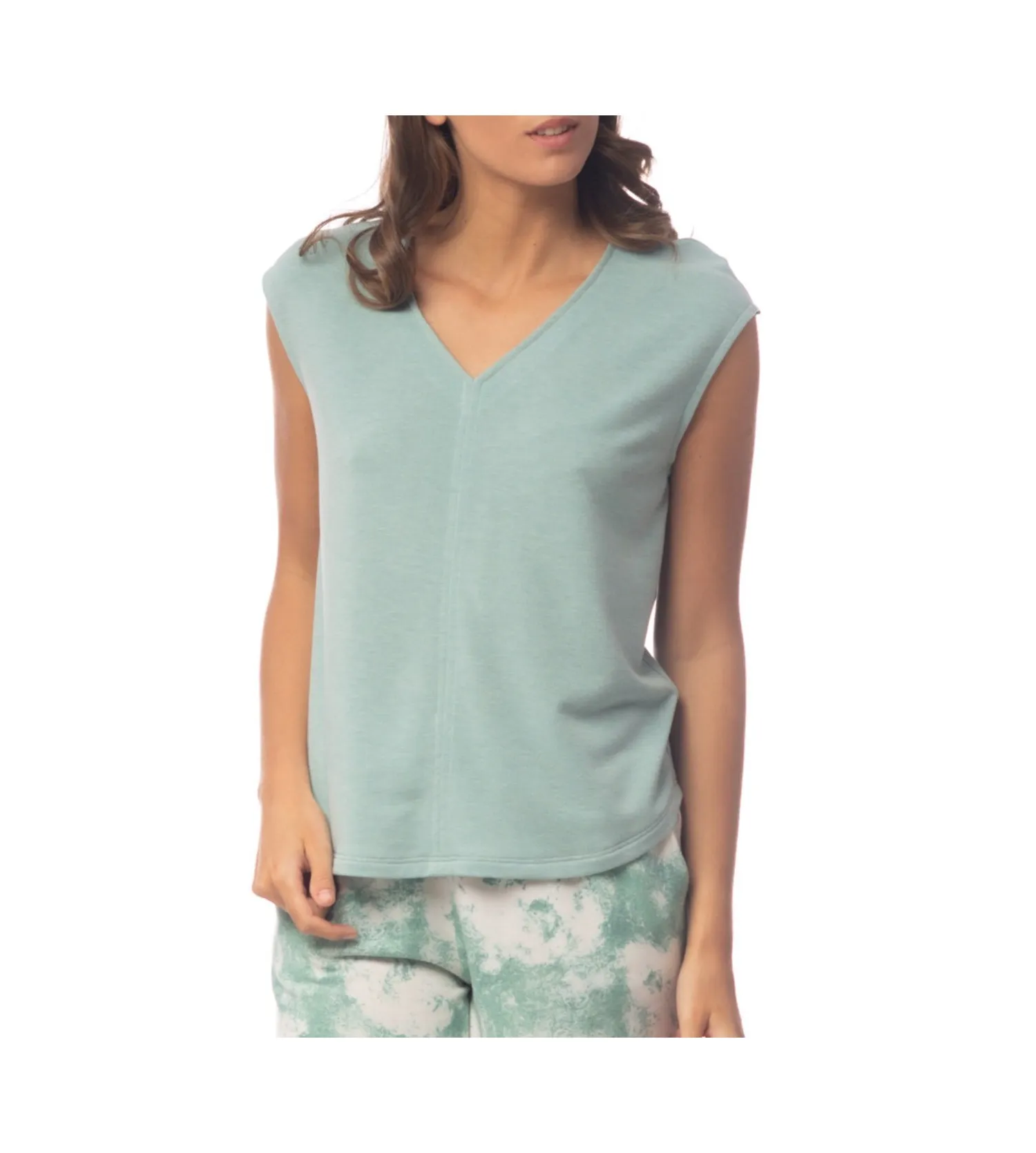 T-shirt sans manches à col large TURQUOISE SENORETTA EGATEX | Lingerie Sipp