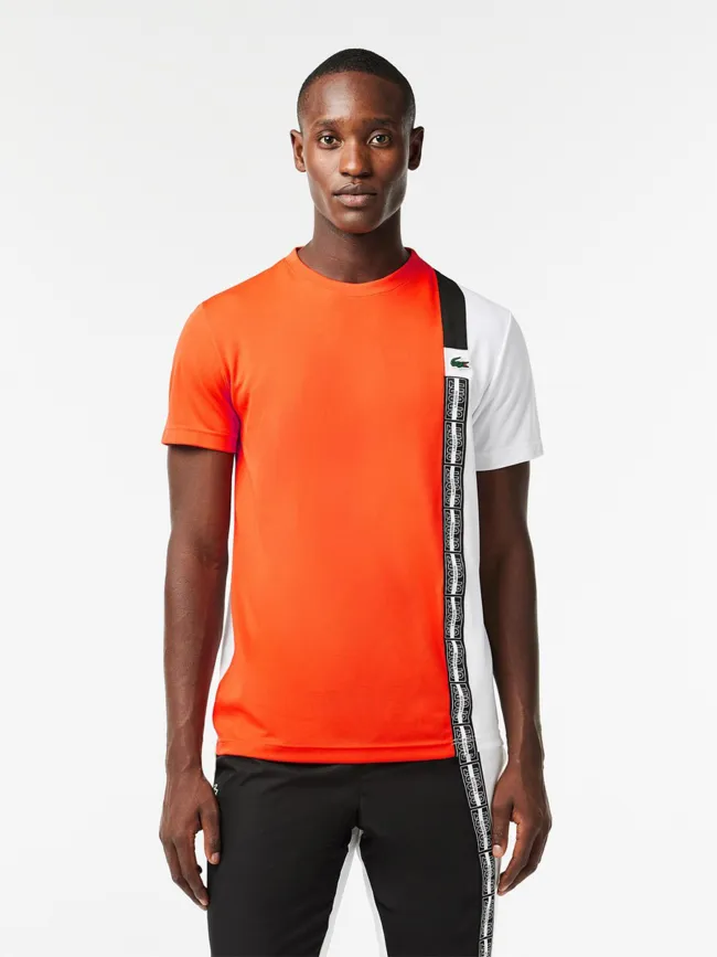 T-shirt tennis performance blanc orange homme - Lacoste | wimod