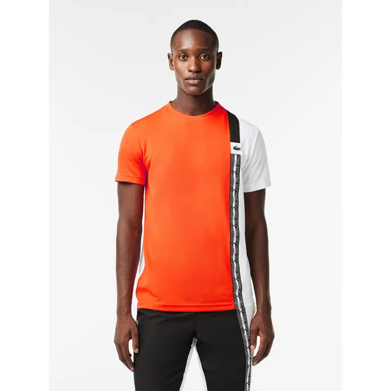 T-shirt tennis performance blanc orange homme - Lacoste | wimod