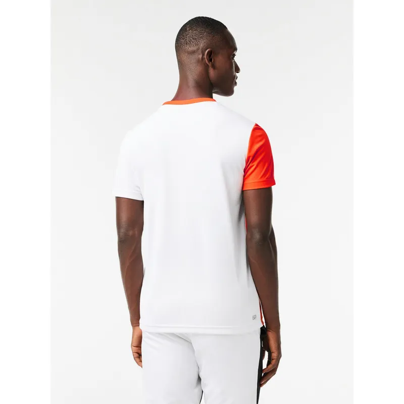 T-shirt tennis performance blanc orange homme - Lacoste | wimod