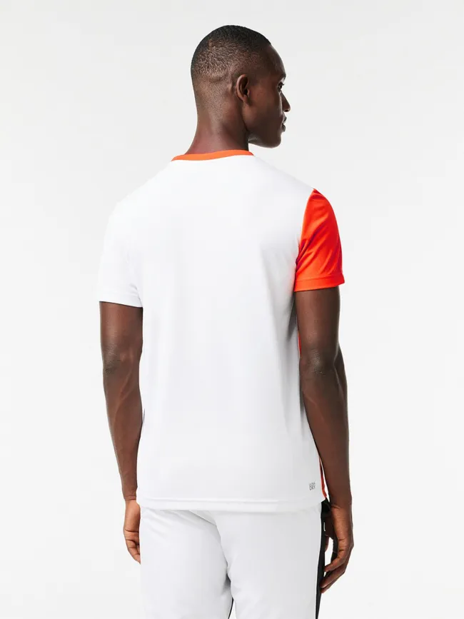 T-shirt tennis performance blanc orange homme - Lacoste | wimod