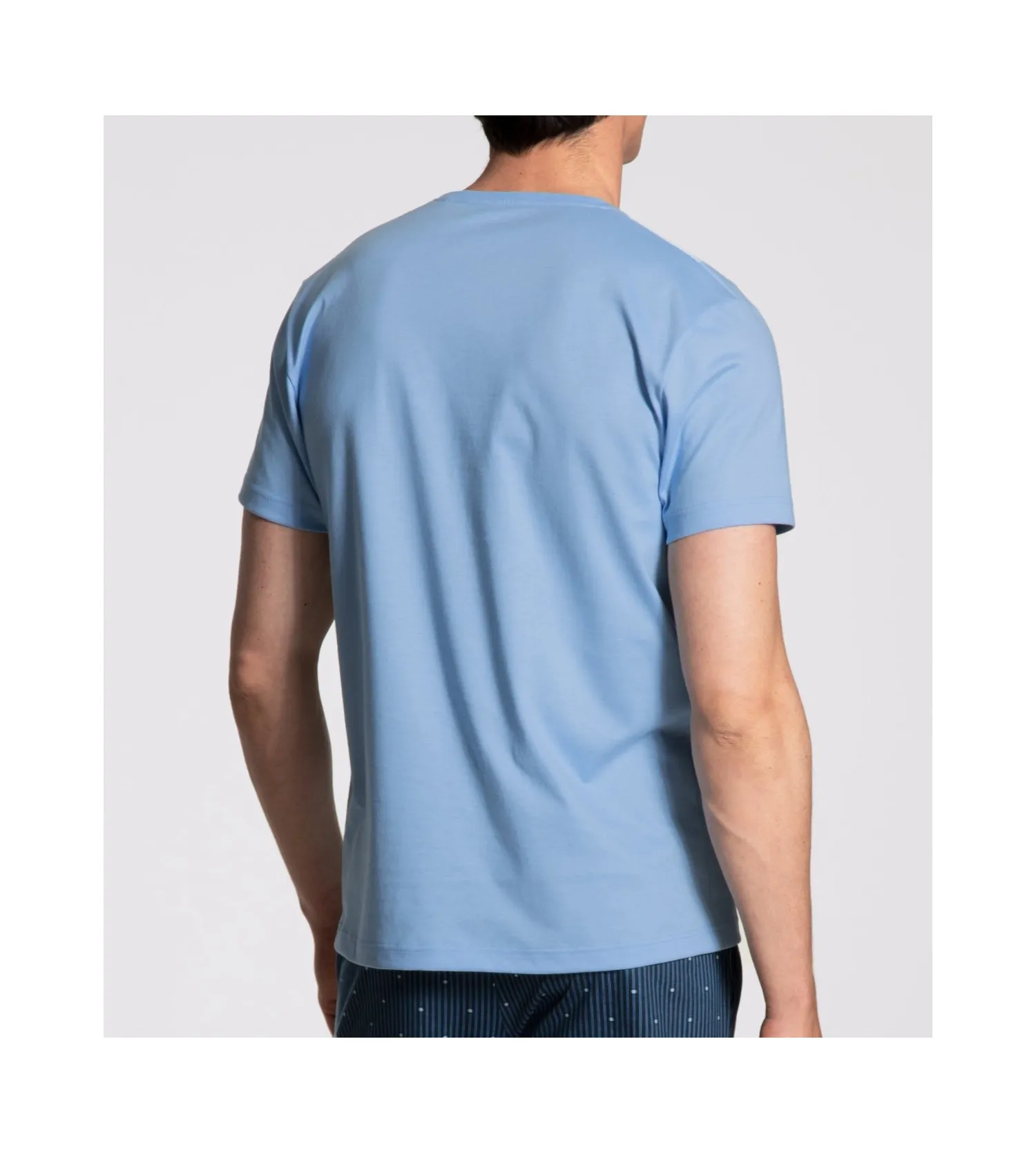 T-shirt uni en coton Remix Basic Placid Blue CALIDA | Lingerie Sipp