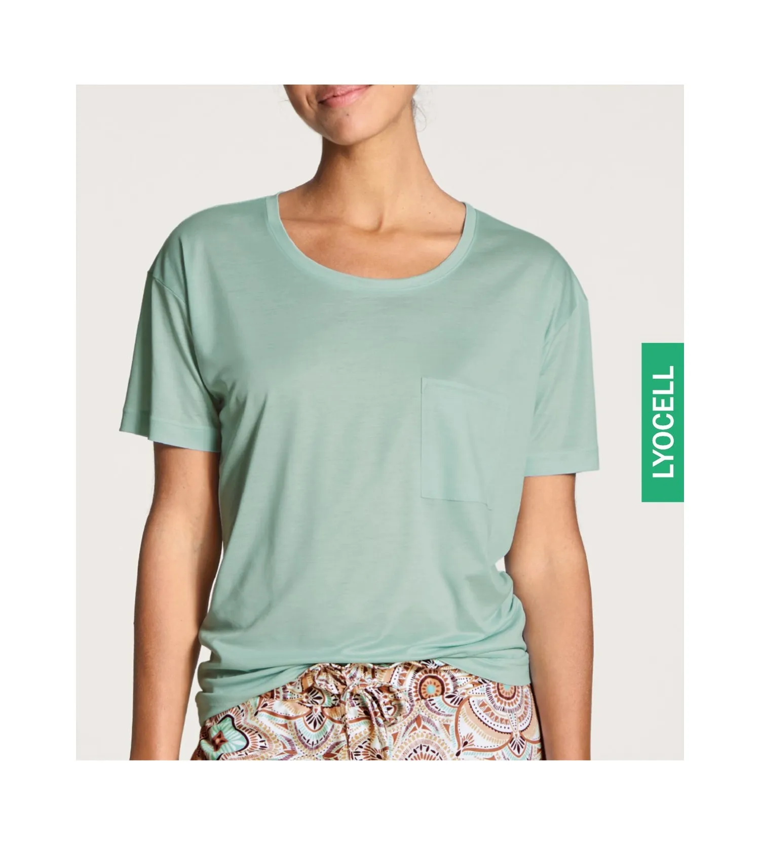 T-shirt vert menthe biodégradable 100% NATURE Calida | Lingerie Sipp