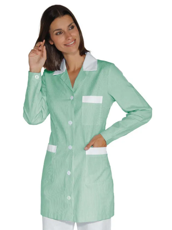 Tunique Médicale Marbella Rayé Vert Blanc 100% Coton