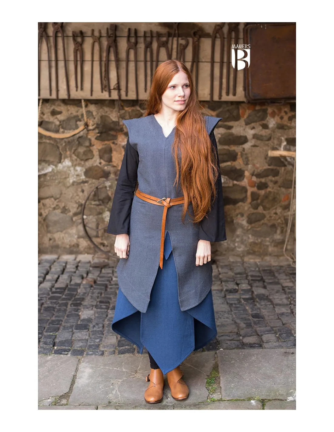 Tunique médiévale Eryn, grise ⚔️ Boutique Épées