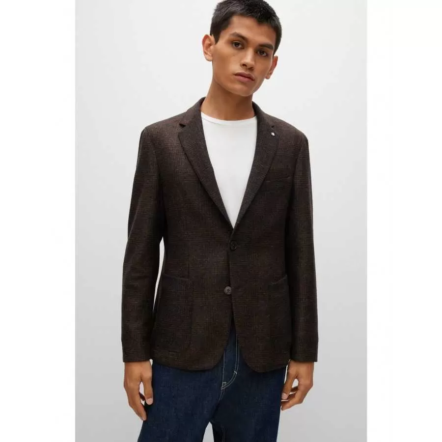 Veste blazer marron à carreaux - Boss à Toulouse