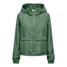 Veste coupe vent zippée à capuche verte Femme ONLY à prix dégriffé ! 