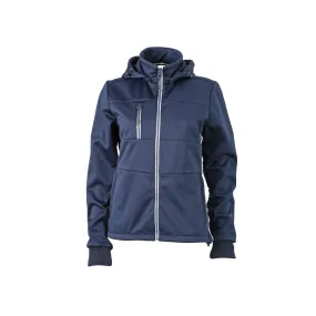 Veste softshell à capuche-  femme JN1077 - bleu marine - coupe-vent et imperméable 